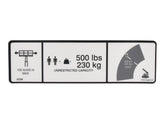 1701645 Decal, 500 Lbs. Max Cap | JLG